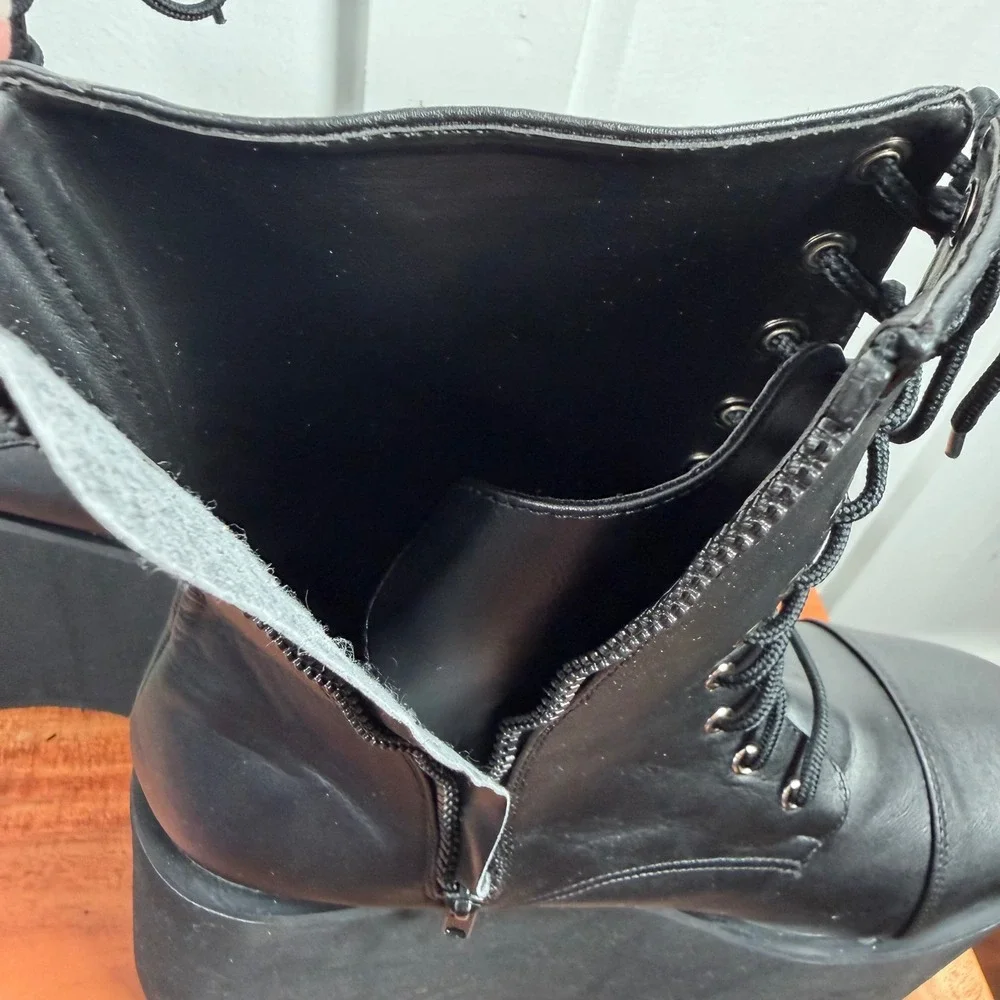 Funtasma Monster-10 Black Matte Platform Boots Lace Up Side Zip Men's S 8-9